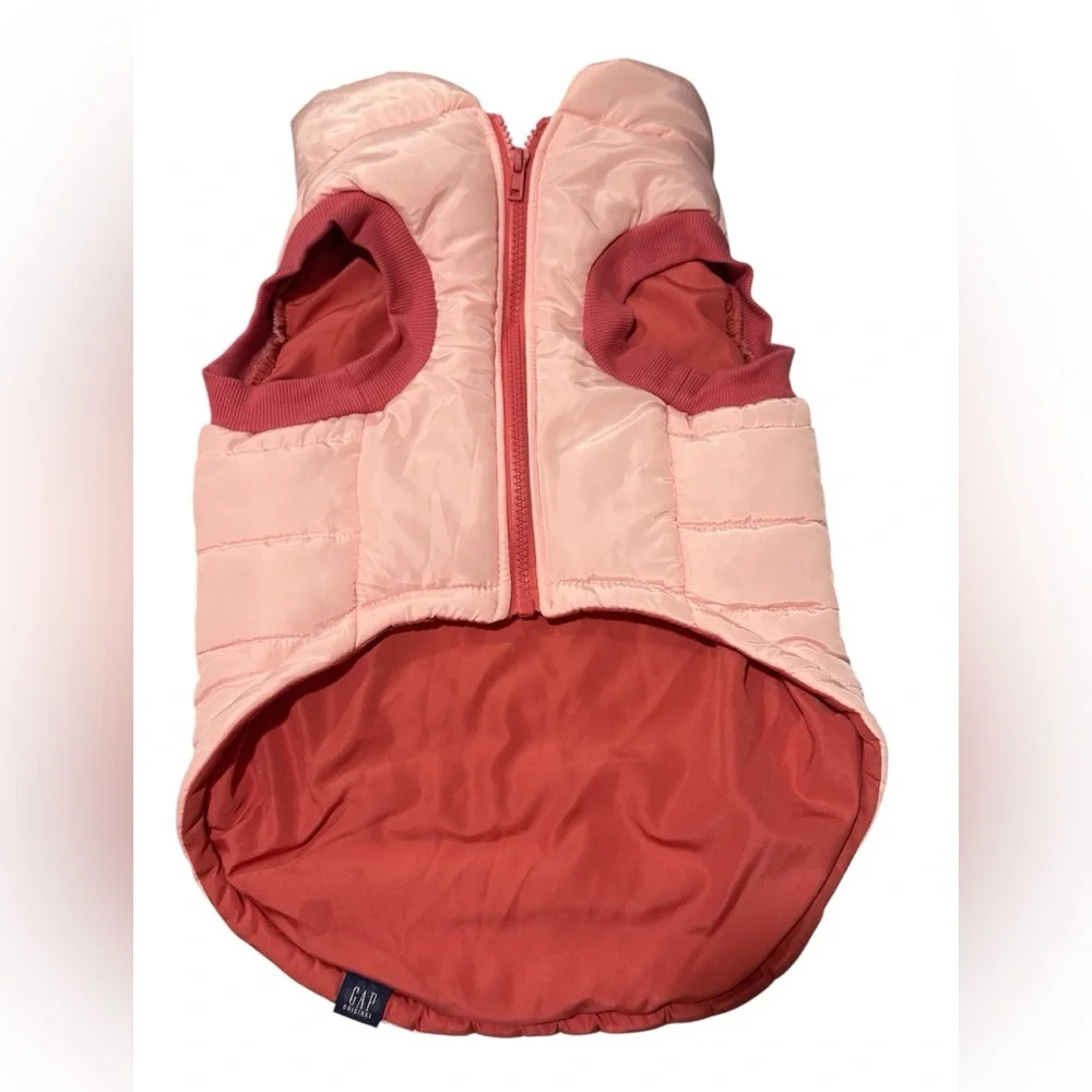 Gap Original Pink & Mauve‎ Logo Puffer Dog Jacket Coat Large 20-40#